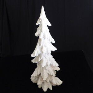 NEW 23” SNOW COVERED CHRISTMAS WINTER FOREST PINE TREE RESIN DECORATION